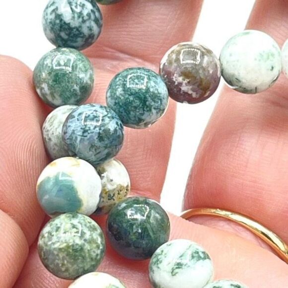 Moss Agate 8mm NEW stretch bracelet beaded bracelet 7” stretch crystal healing t - Picture 6 of 11